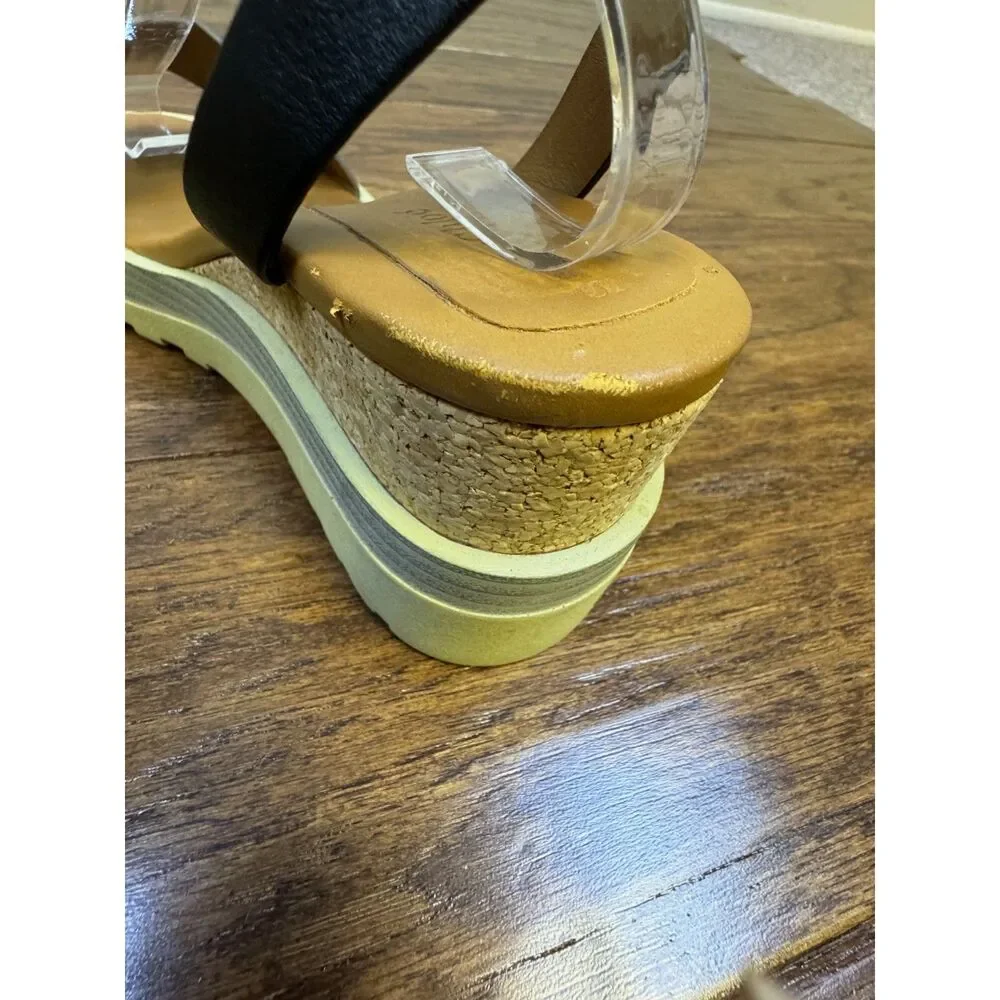 SEE BY CHLOE Robin Wedge Sandal, Lug Sole, Cork, Sz 36.5